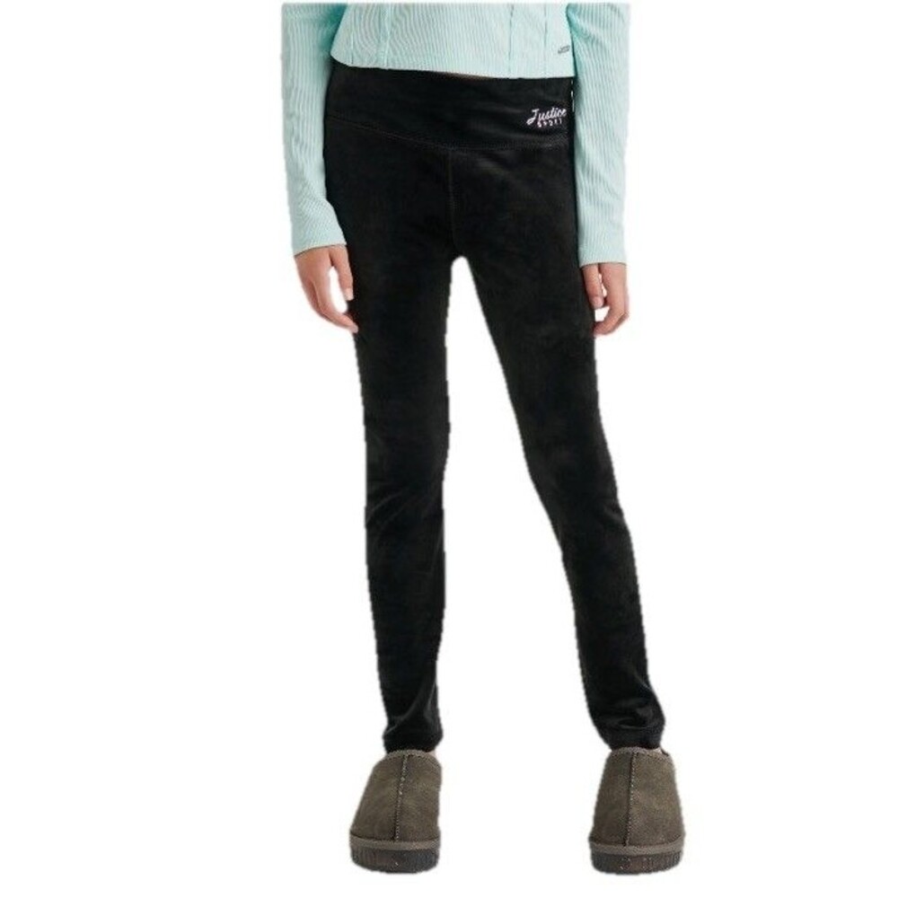 Justice Girls Sport Velvet Leggings High Rise Stretch Size 12/14 Black NWT